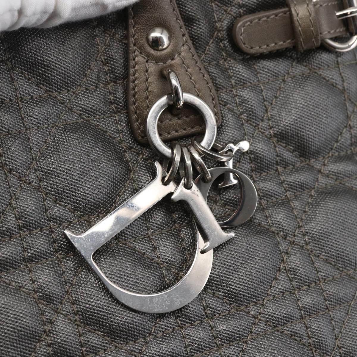 Christian Dior Canage Tote Bag Coated Canvas Gray Auth BA6826