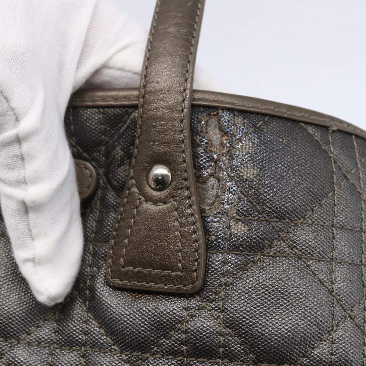 Christian Dior Canage Tote Bag Coated Canvas Gray Auth BA6826