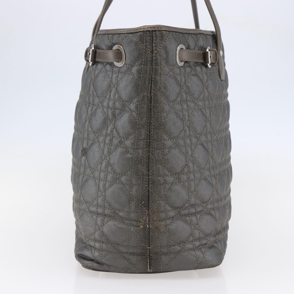 Christian Dior Canage Tote Bag Coated Canvas Gray Auth BA6826
