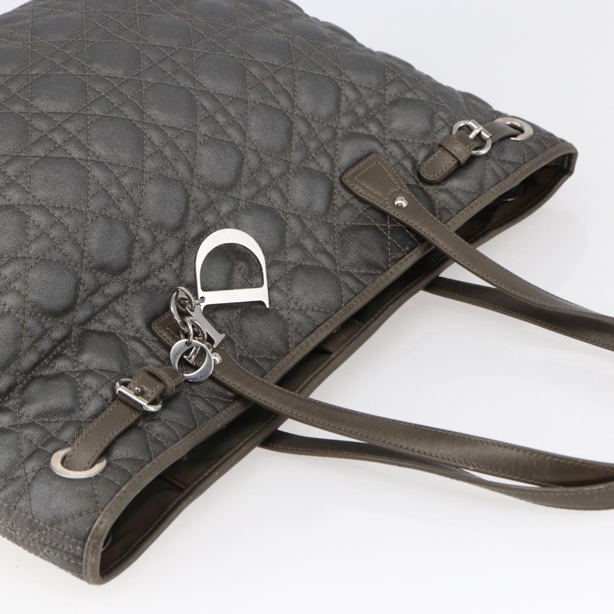 Christian Dior Canage Tote Bag Coated Canvas Gray Auth BA6826