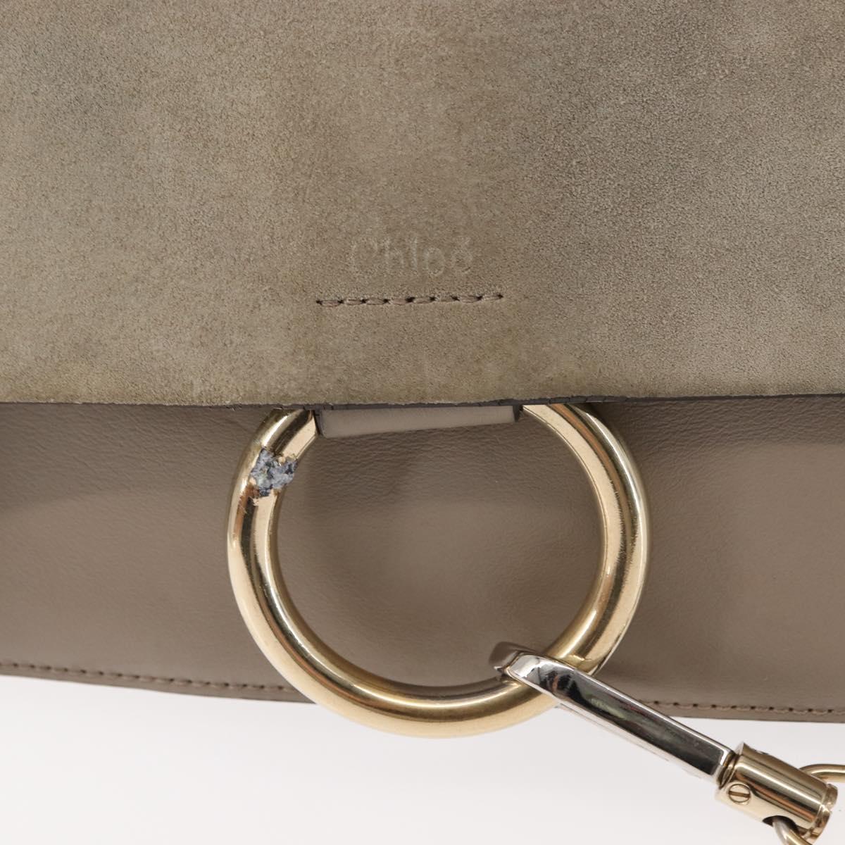 Chloe Fay Shoulder Bag Suede Leather Beige Auth BA6827