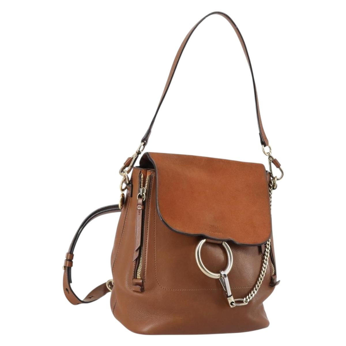 Chloe Fay Backpack Suede Leather 2way Brown Auth BA6830