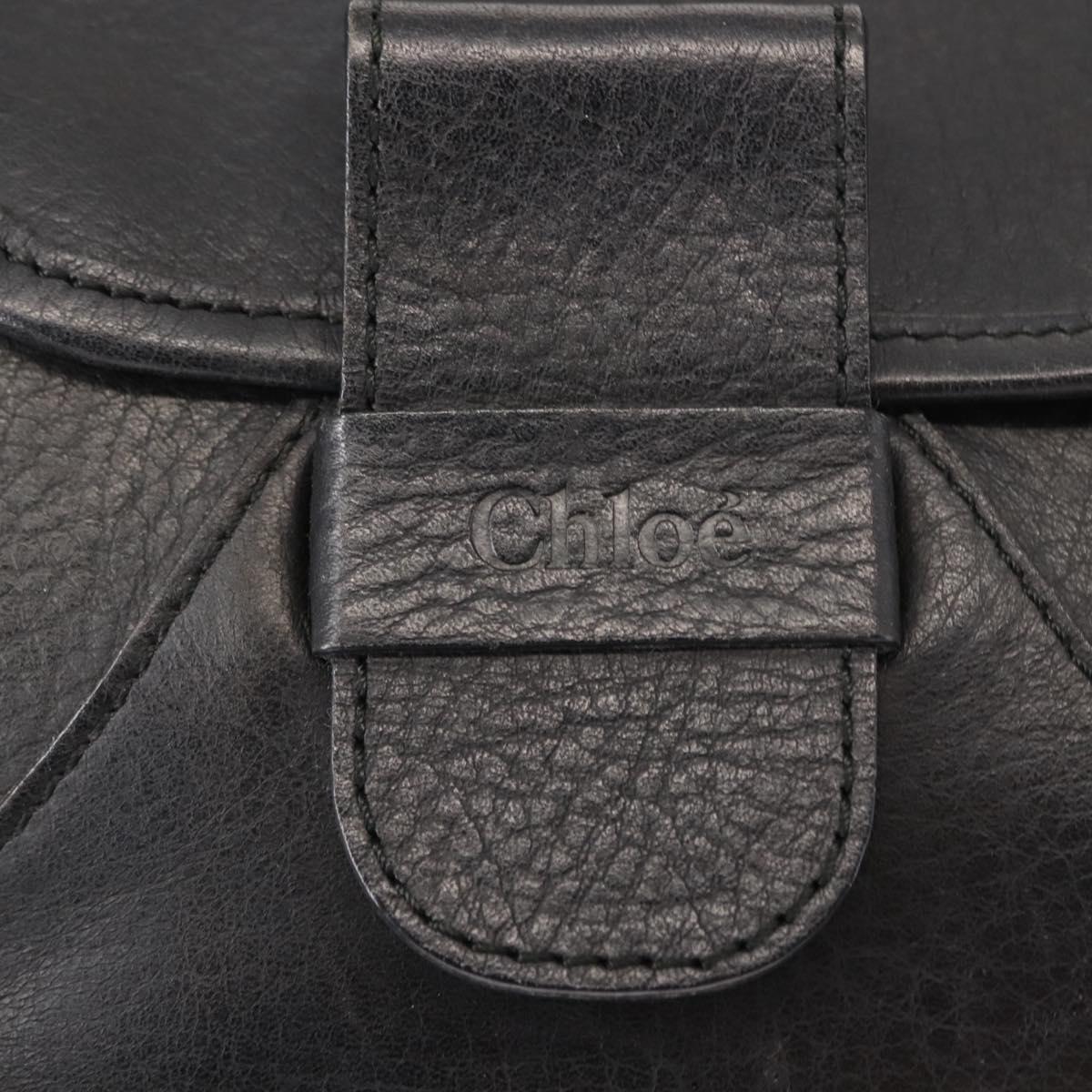 Chloe Hand Bag Leather Black Auth BA6832