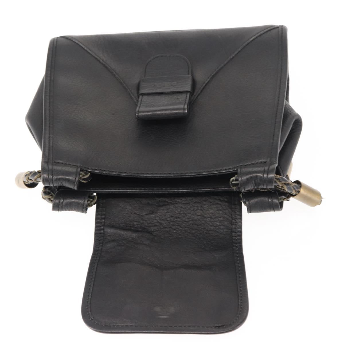 Chloe Hand Bag Leather Black Auth BA6832