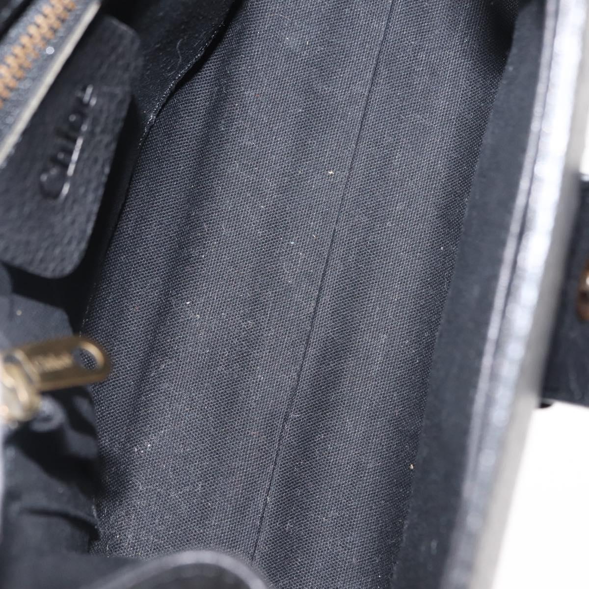 Chloe Hand Bag Leather Black Auth BA6832