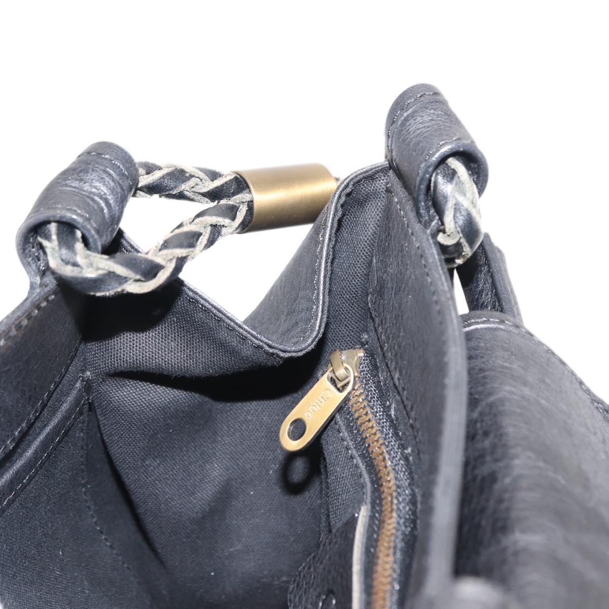 Chloe Hand Bag Leather Black Auth BA6832