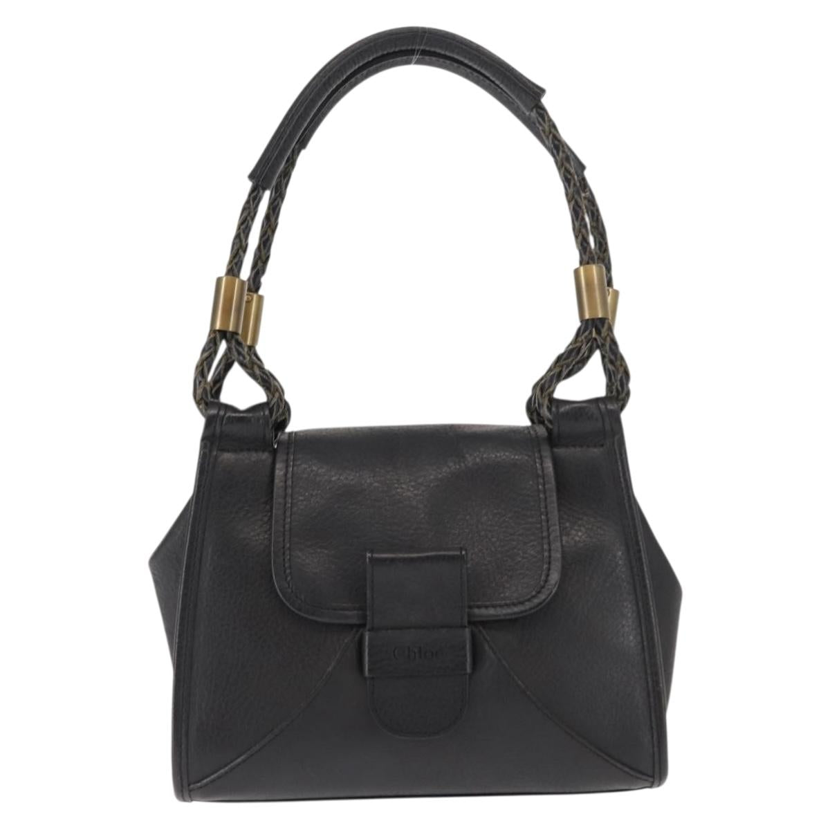 Chloe Hand Bag Leather Black Auth BA6832