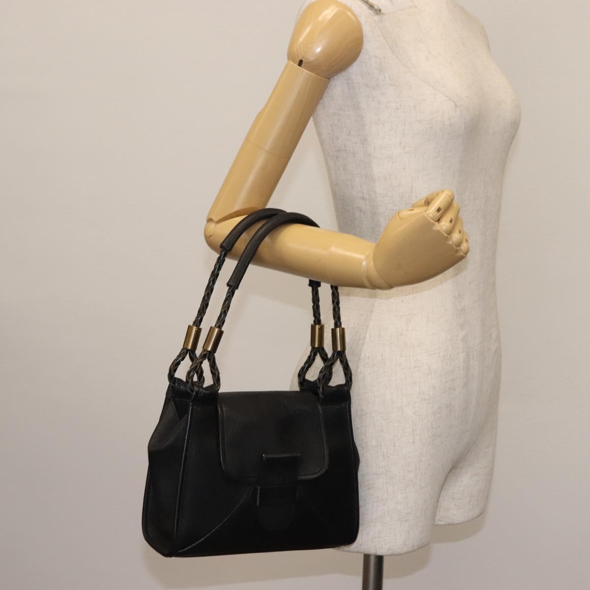 Chloe Hand Bag Leather Black Auth BA6832