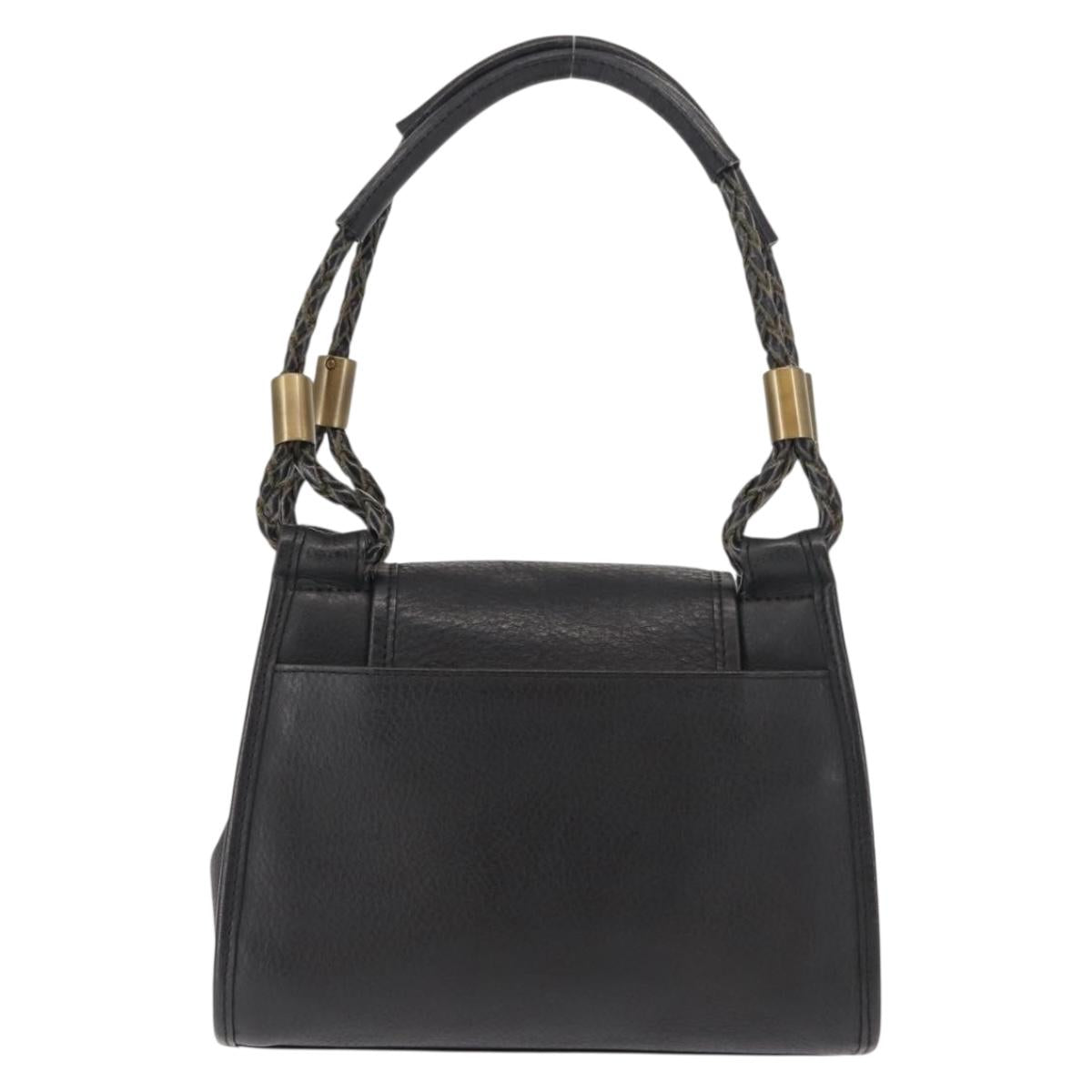 Chloe Hand Bag Leather Black Auth BA6832