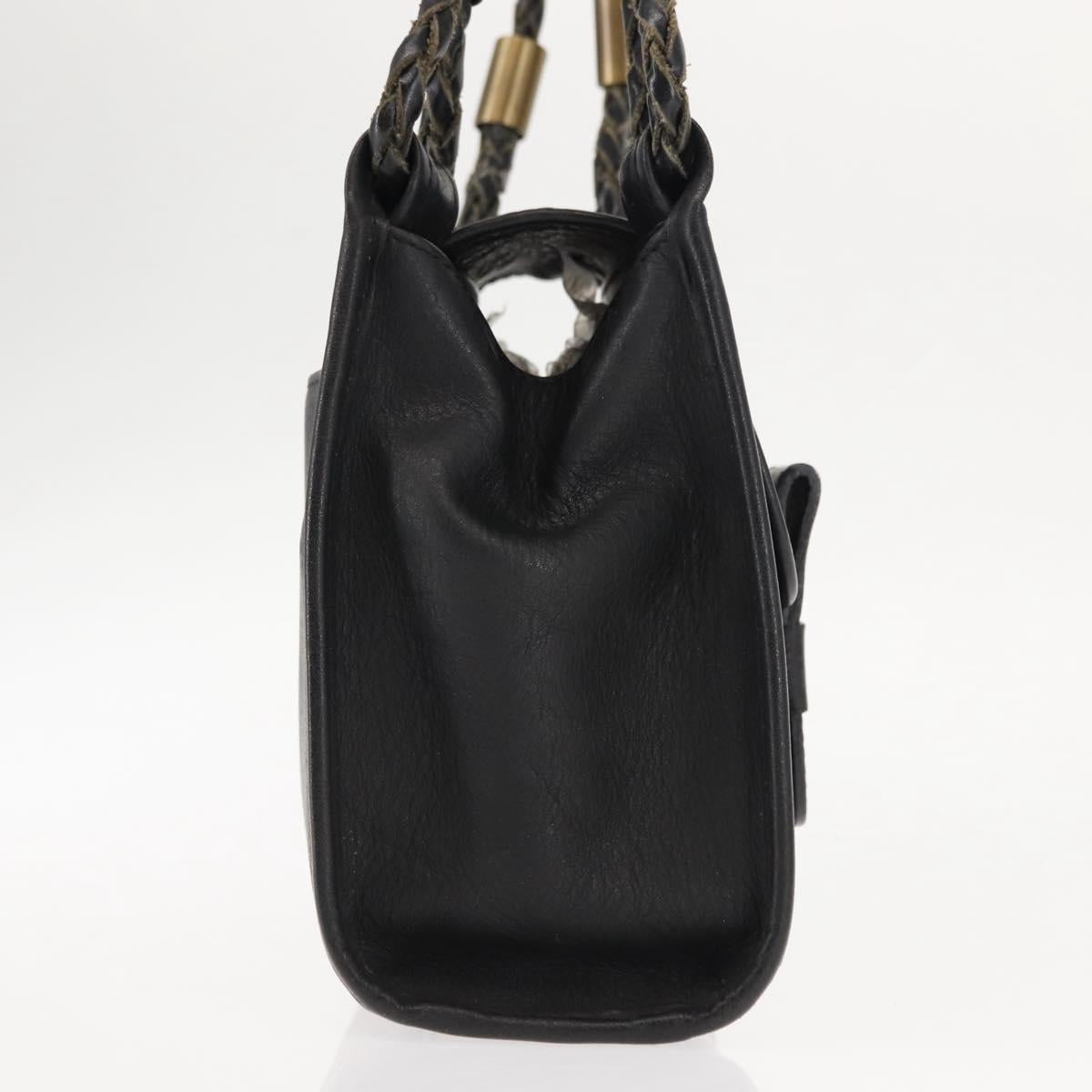 Chloe Hand Bag Leather Black Auth BA6832