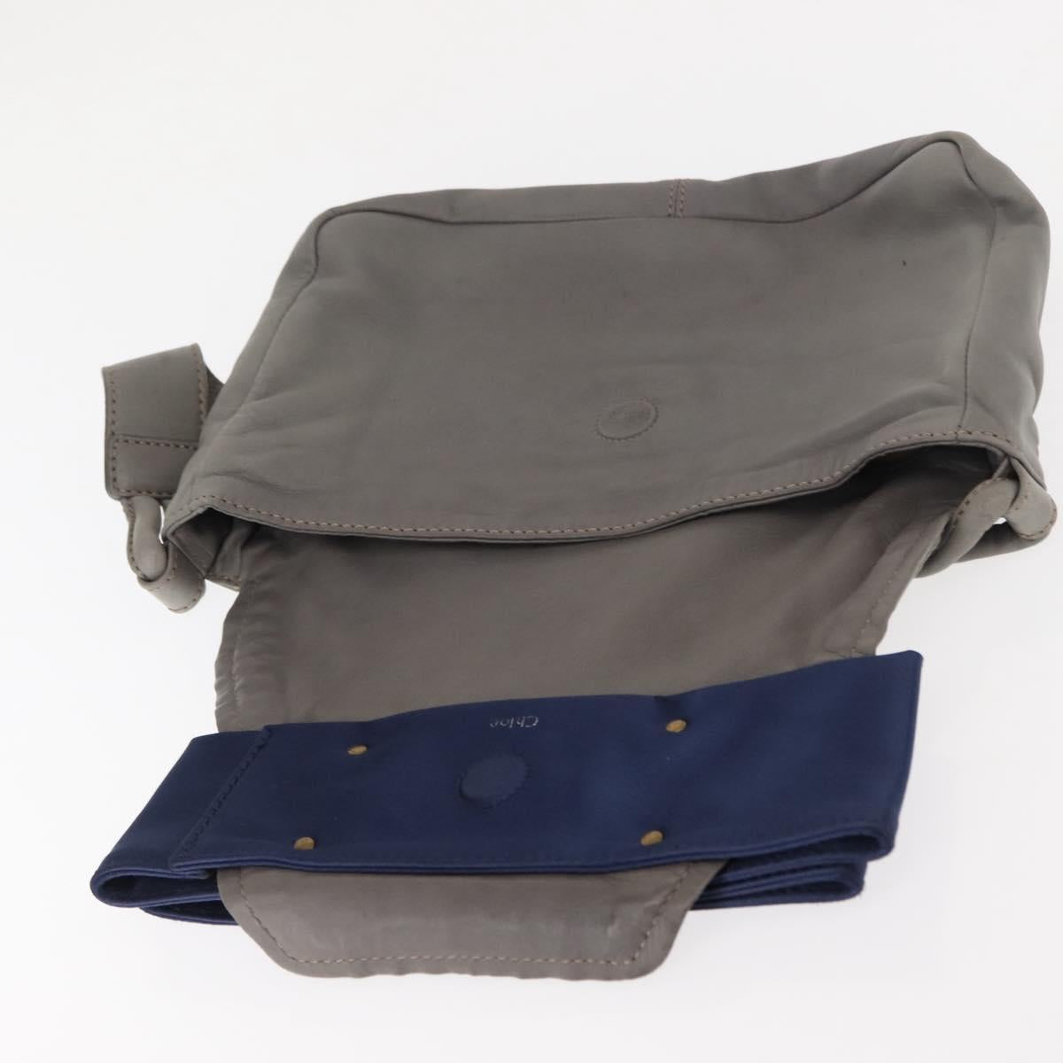 Chloe Shoulder Bag Leather Gray Auth BA6834