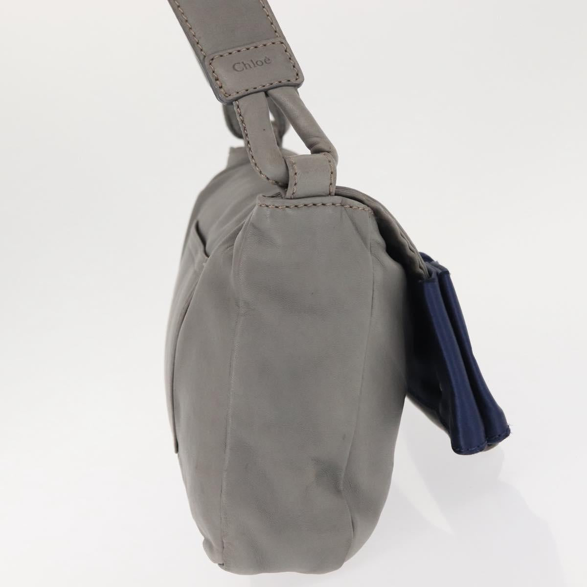 Chloe Shoulder Bag Leather Gray Auth BA6834