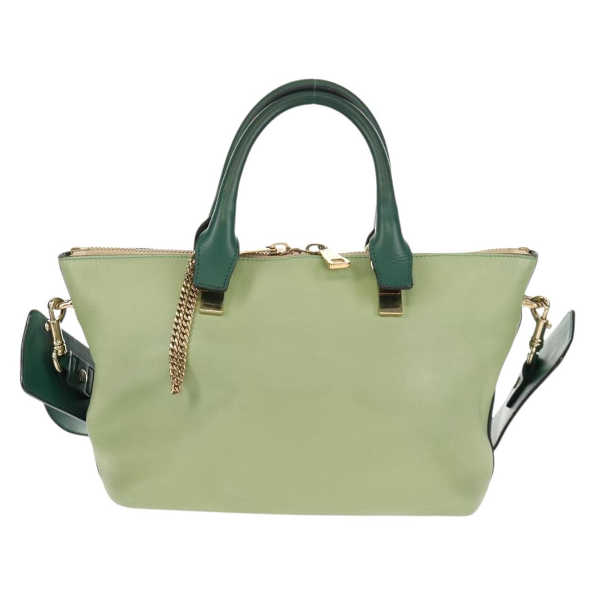 Chloe Bailey Hand Bag Leather 2way Green Auth BA6835