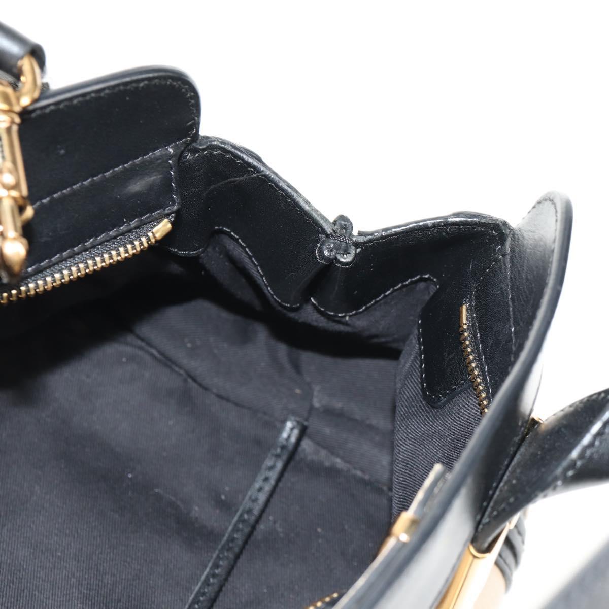 Chloe Alice Hand Bag Leather 2way White Black Auth BA6836