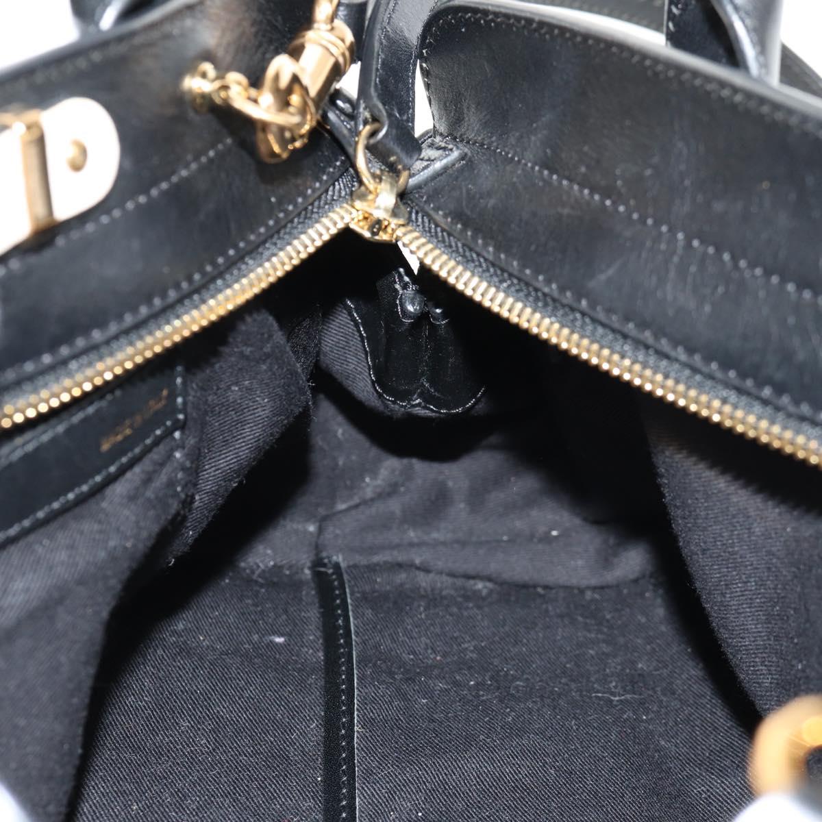 Chloe Alice Hand Bag Leather 2way White Black Auth BA6836