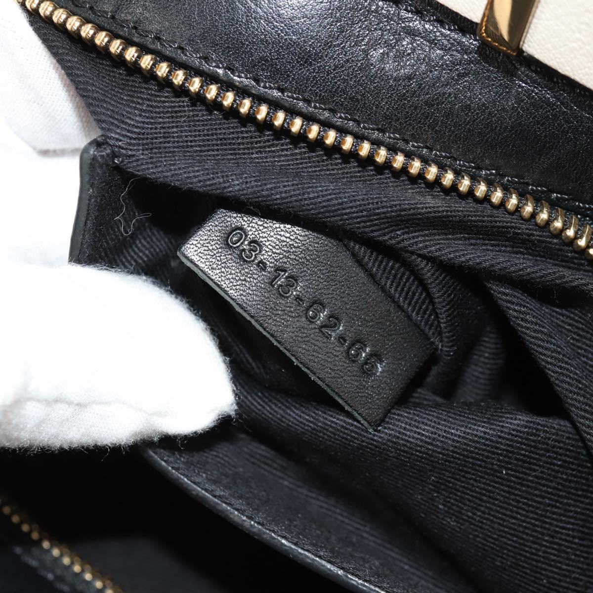 Chloe Alice Hand Bag Leather 2way White Black Auth BA6836