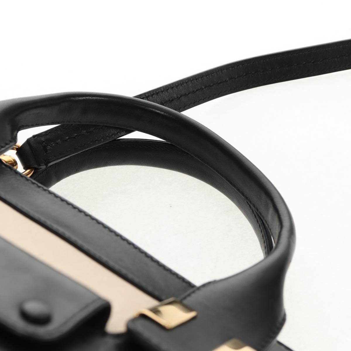 Chloe Alice Hand Bag Leather 2way White Black Auth BA6836