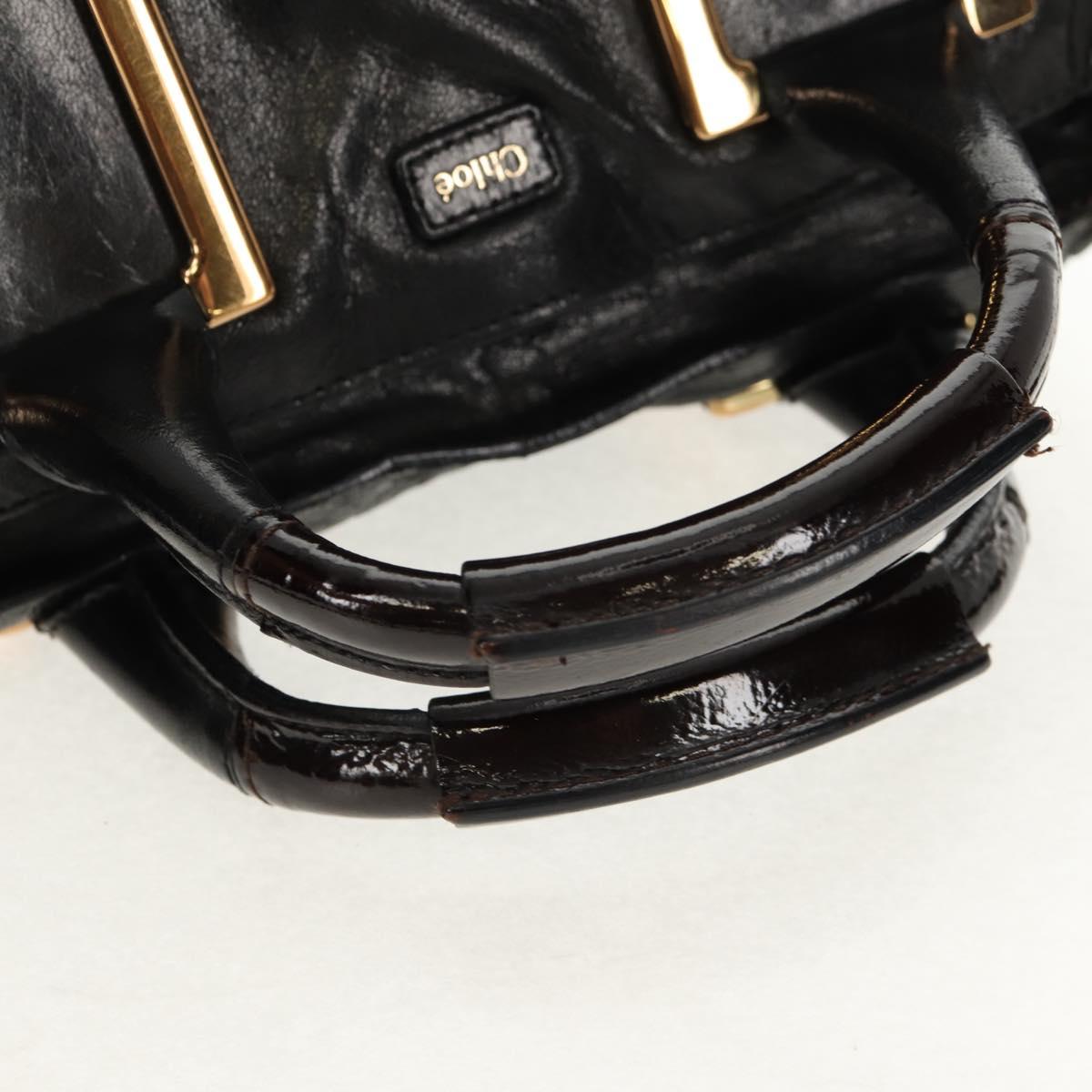 Chloe Etel Hand Bag Leather 2way Black Auth BA6837