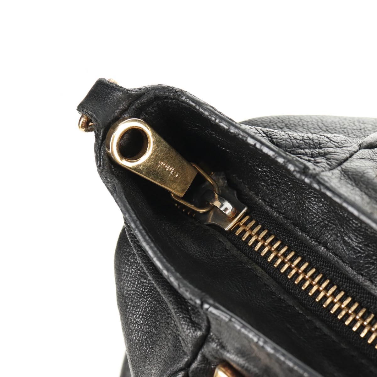 Chloe Etel Hand Bag Leather 2way Black Auth BA6838