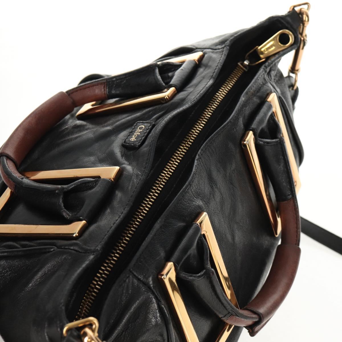 Chloe Etel Hand Bag Leather 2way Black Auth BA6838