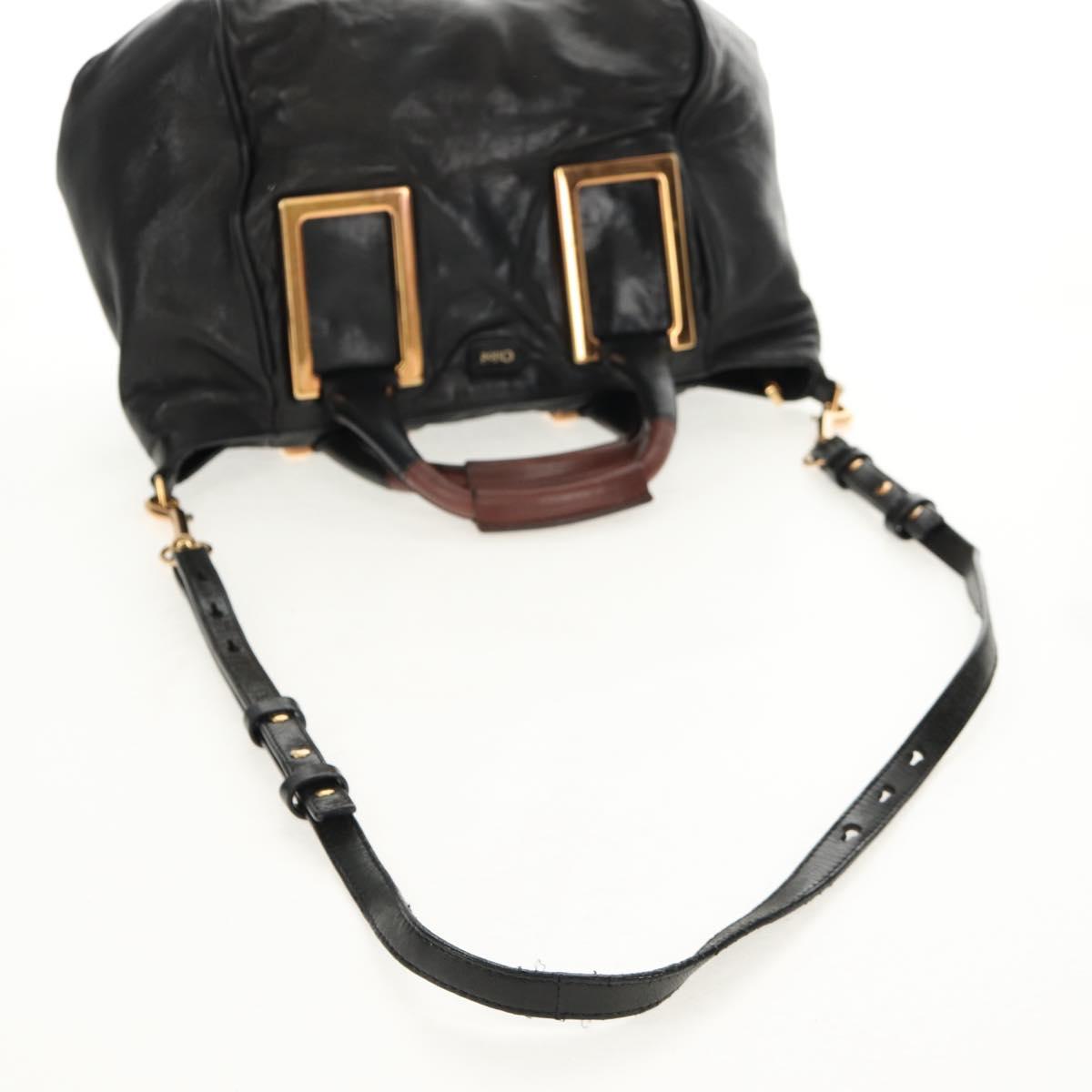 Chloe Etel Hand Bag Leather 2way Black Auth BA6838