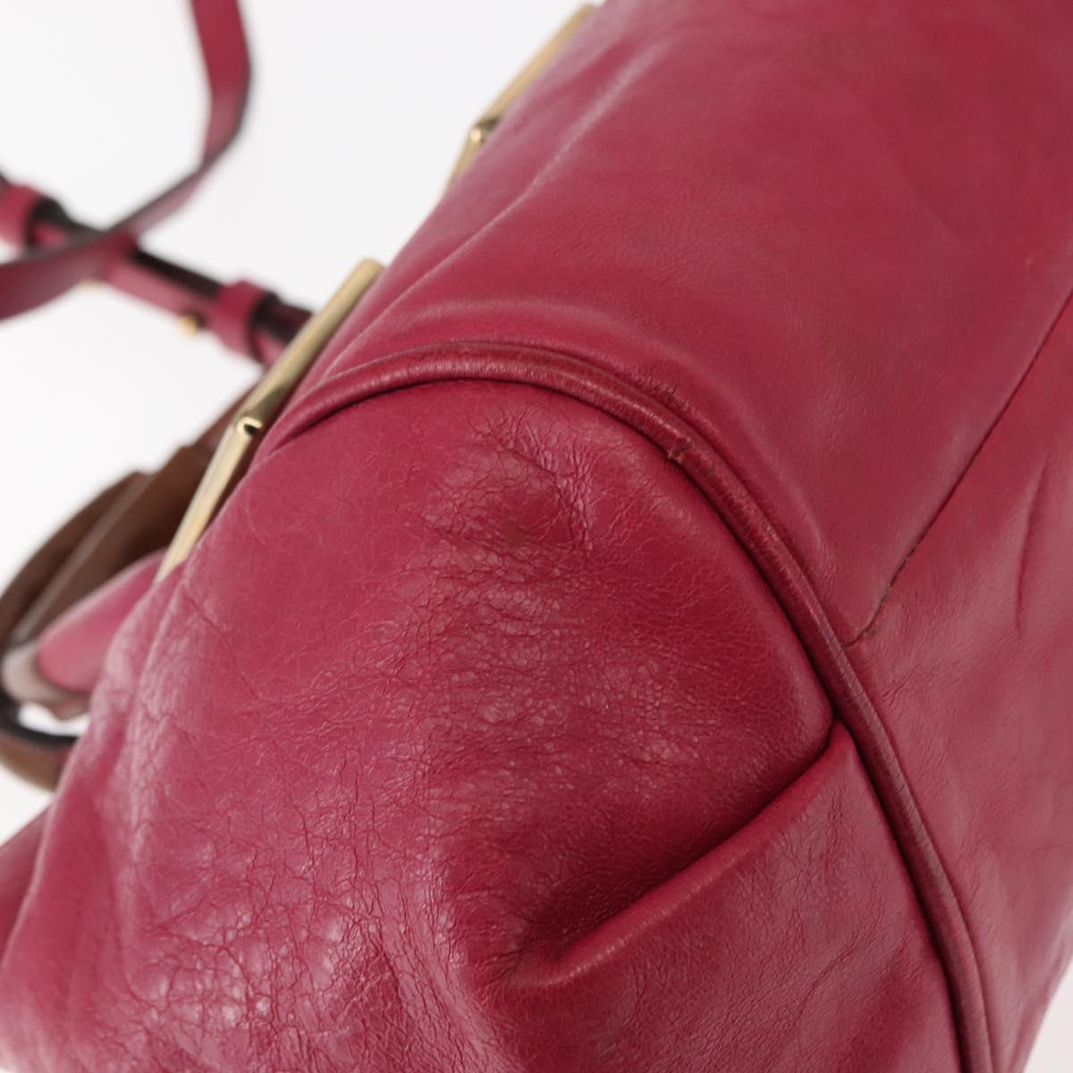 Chloe Etel Hand Bag Leather 2way Pink Gold Auth BA6839