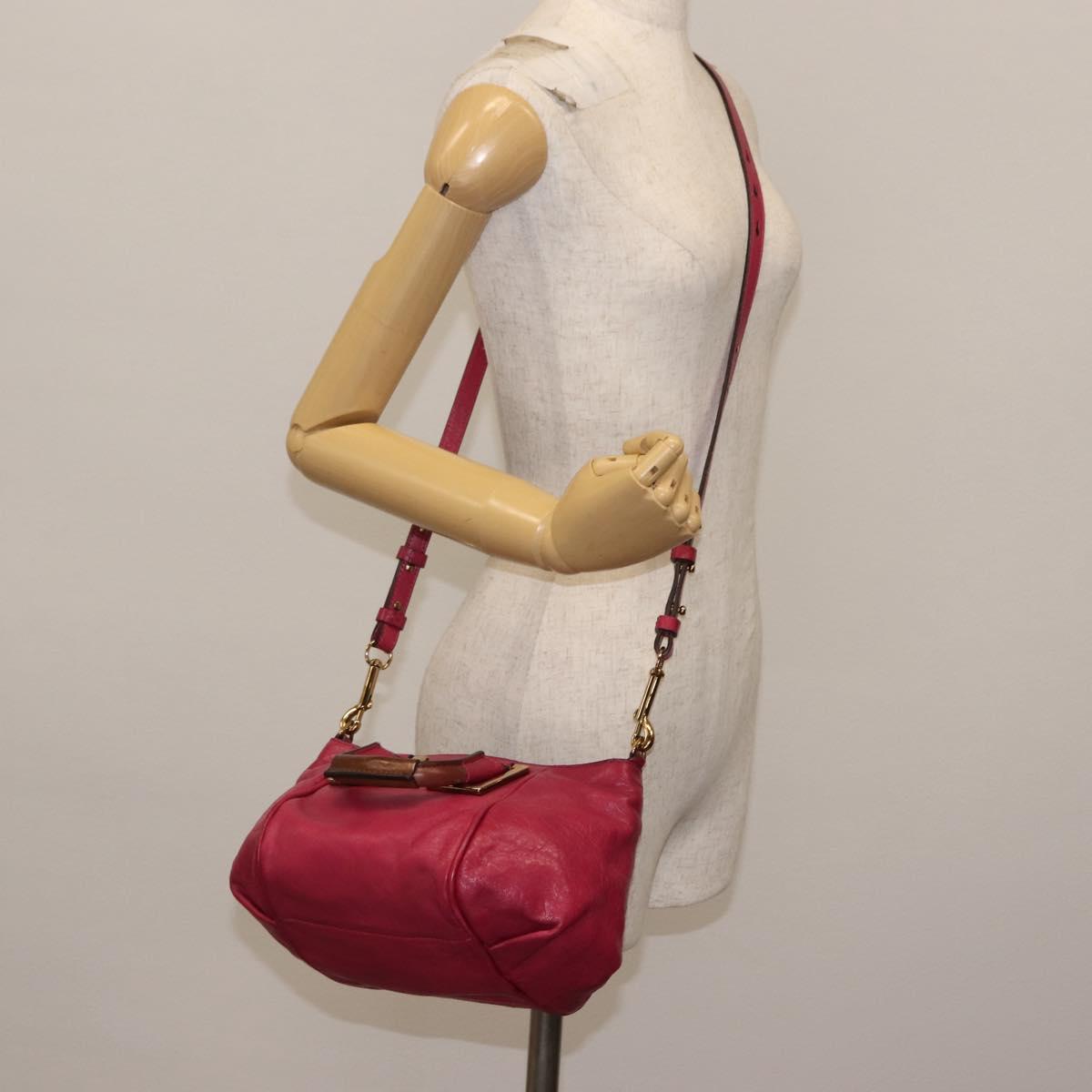 Chloe Etel Hand Bag Leather 2way Pink Gold Auth BA6839