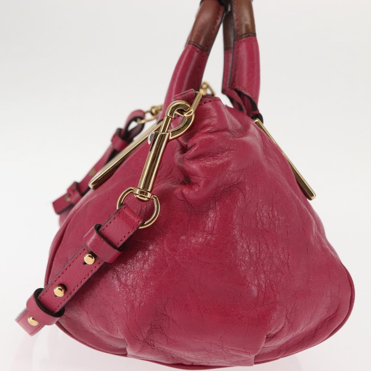 Chloe Etel Hand Bag Leather 2way Pink Gold Auth BA6839