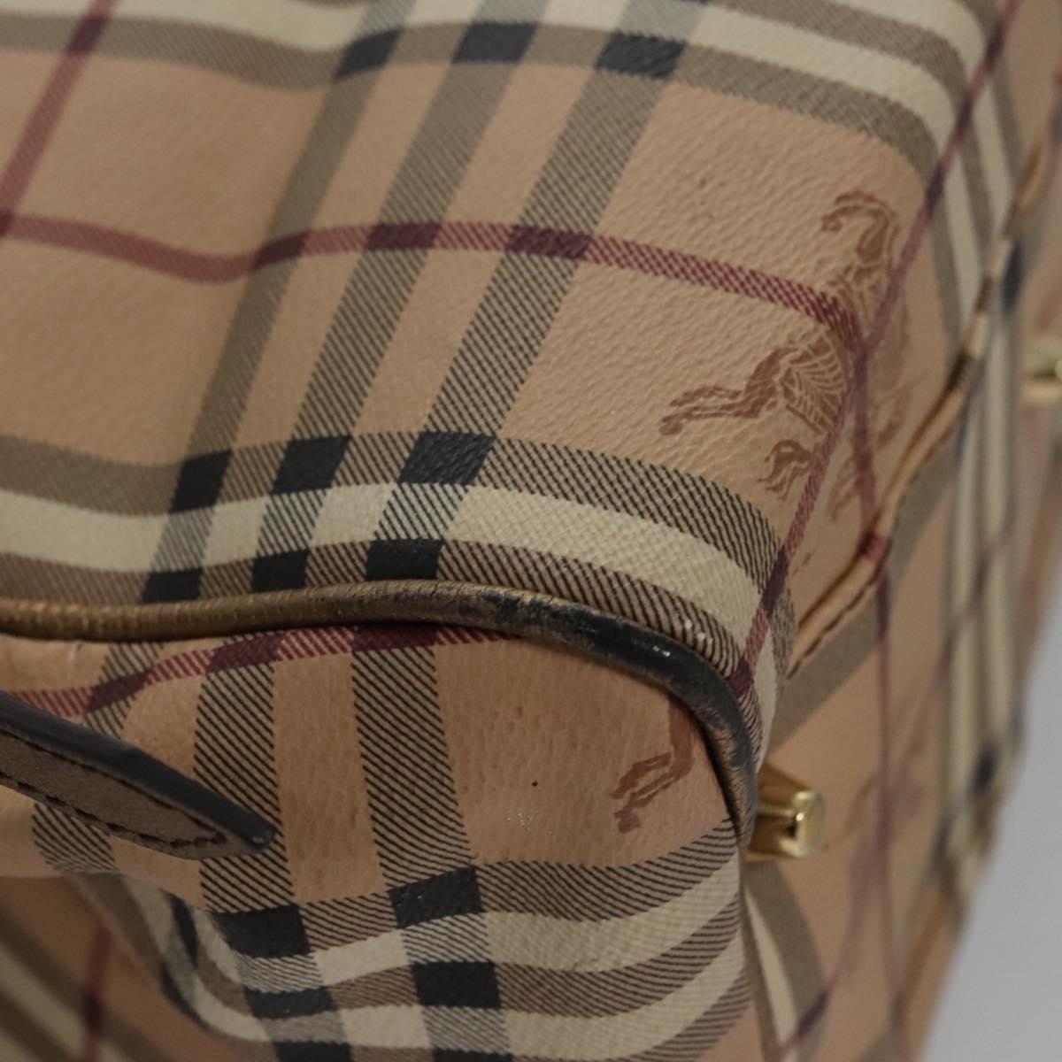 BURBERRY Nova Check Shoulder Bag PVC Beige Brown gold Auth BA684