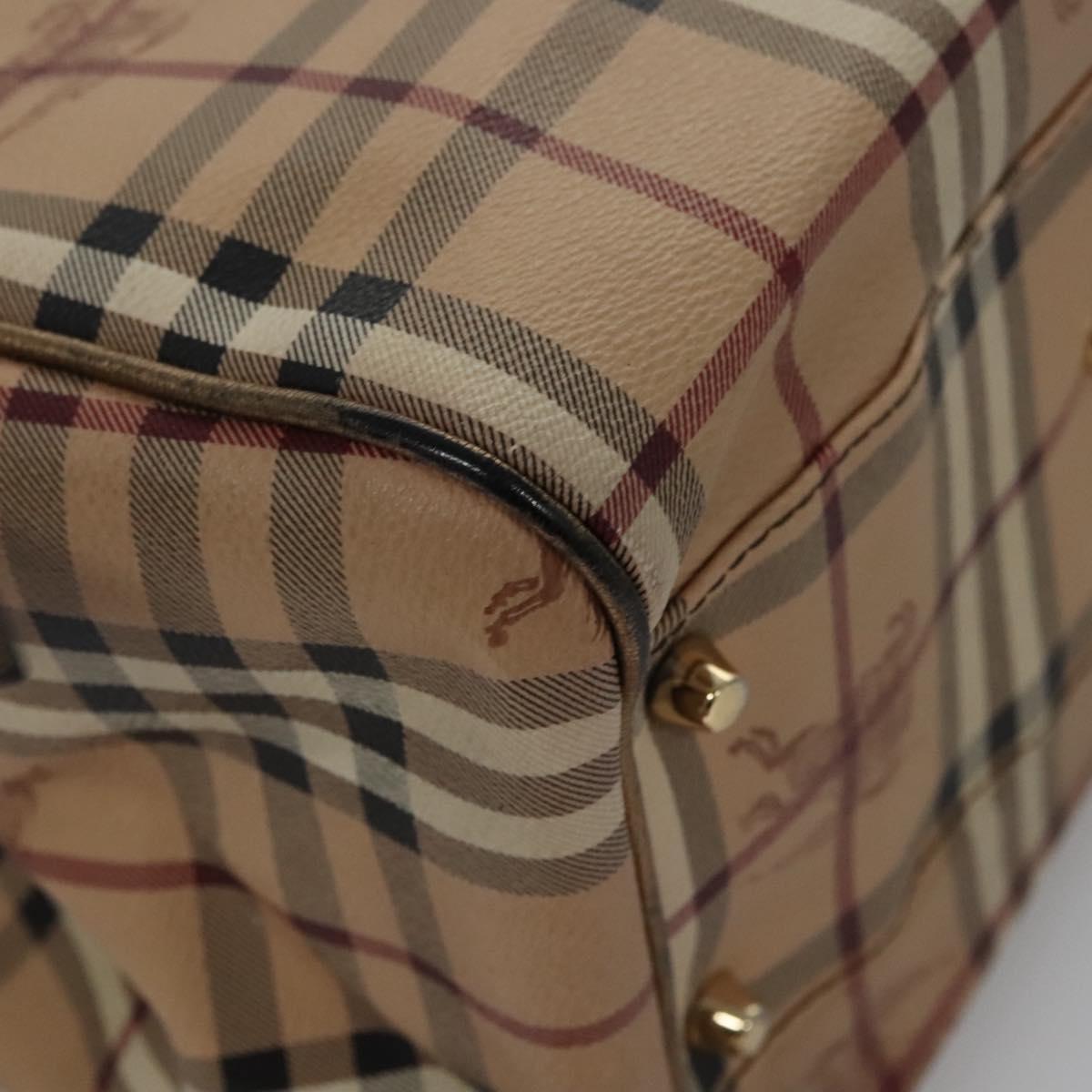 BURBERRY Nova Check Shoulder Bag PVC Beige Brown gold Auth BA684