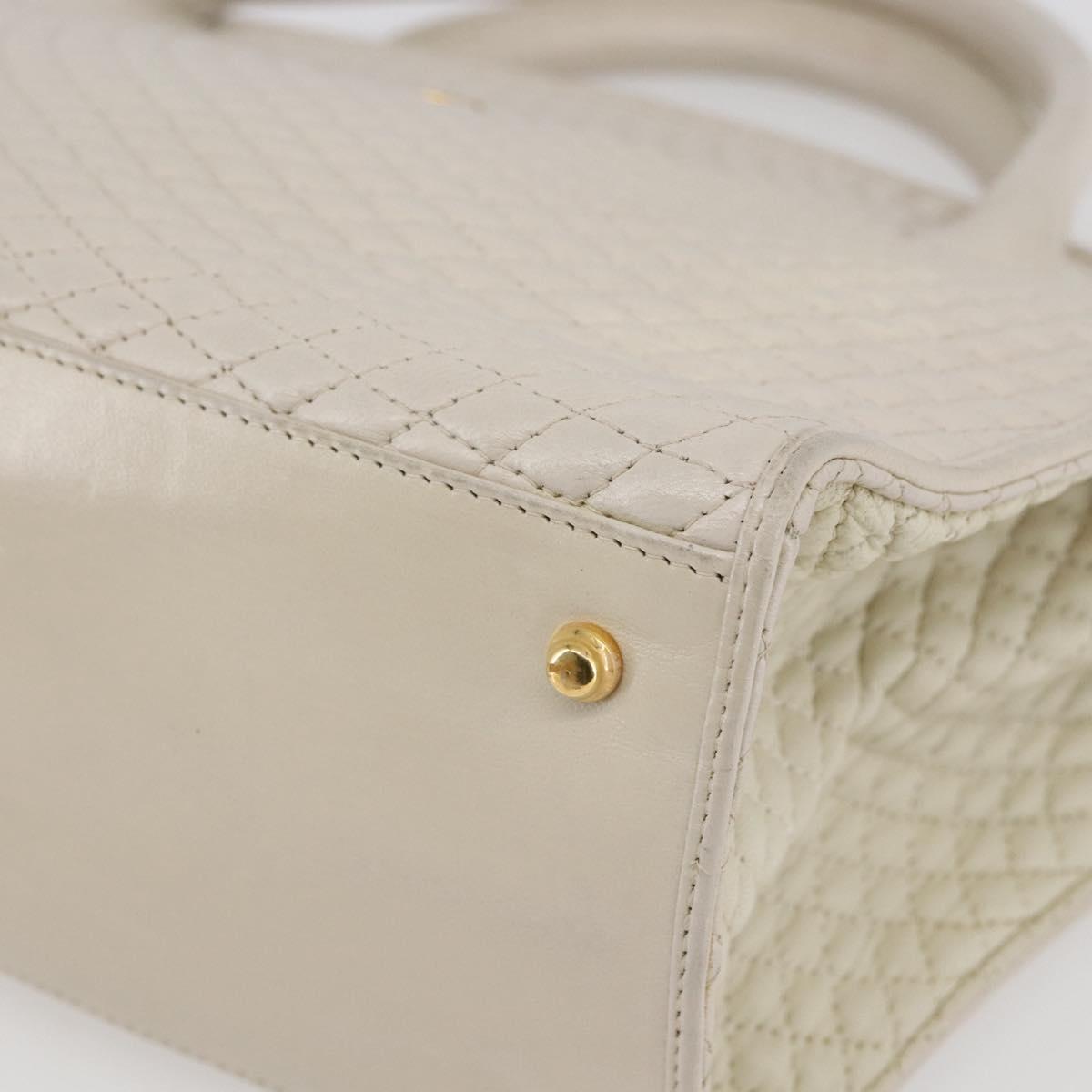 BALLY Hand Bag Leather White Auth BA6841