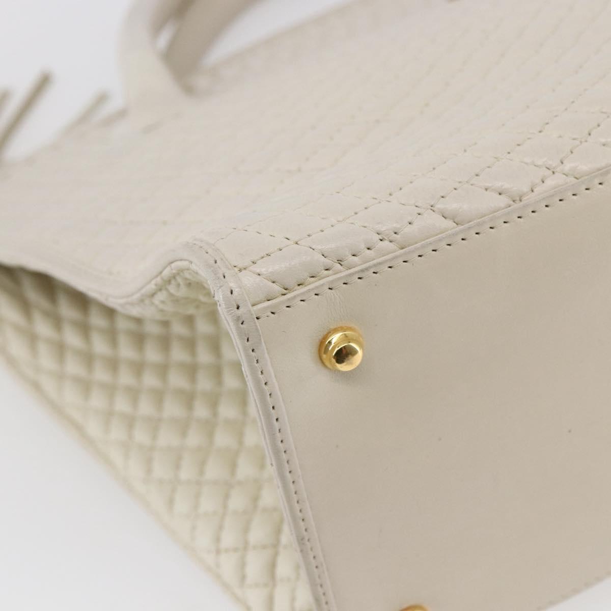 BALLY Hand Bag Leather White Auth BA6841