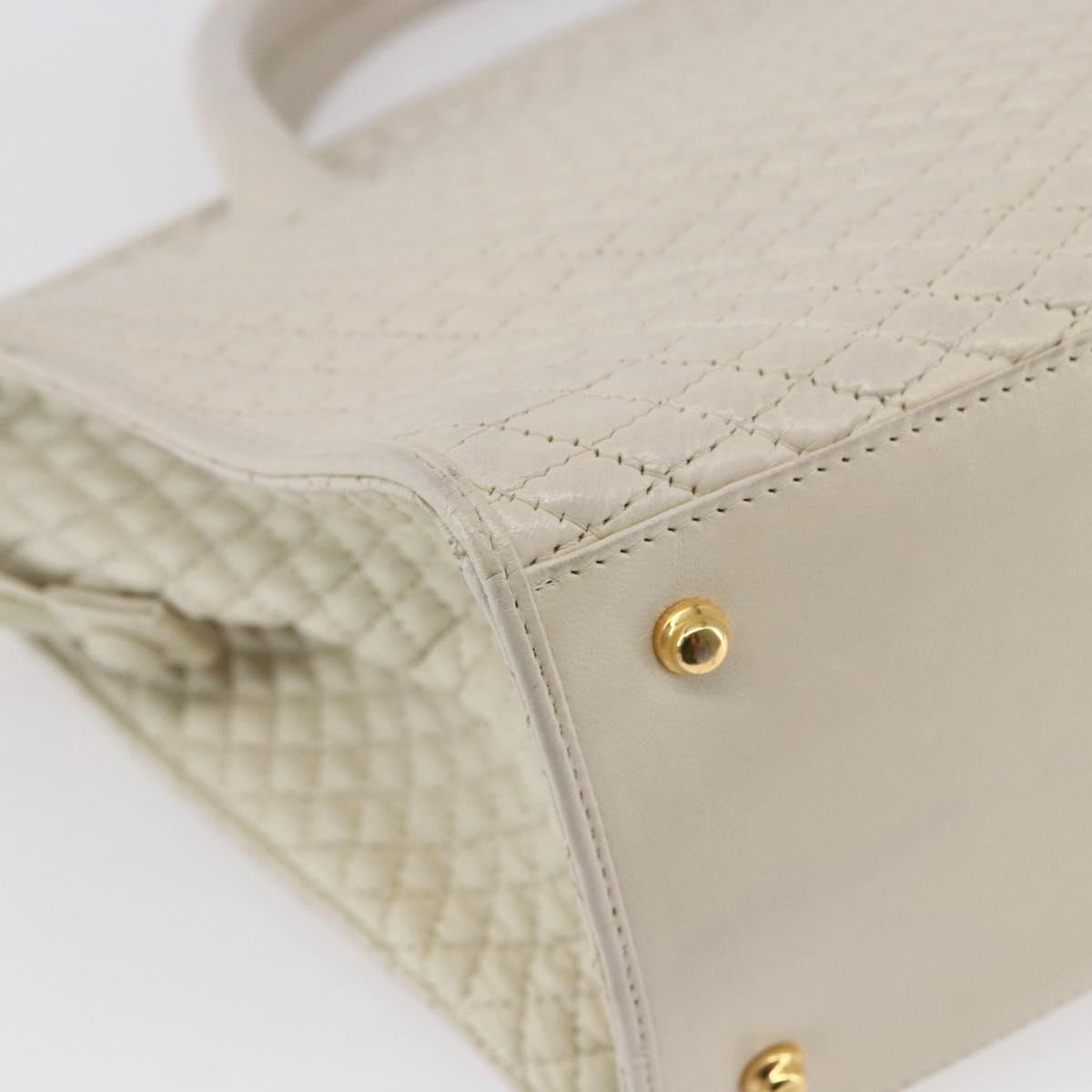 BALLY Hand Bag Leather White Auth BA6841