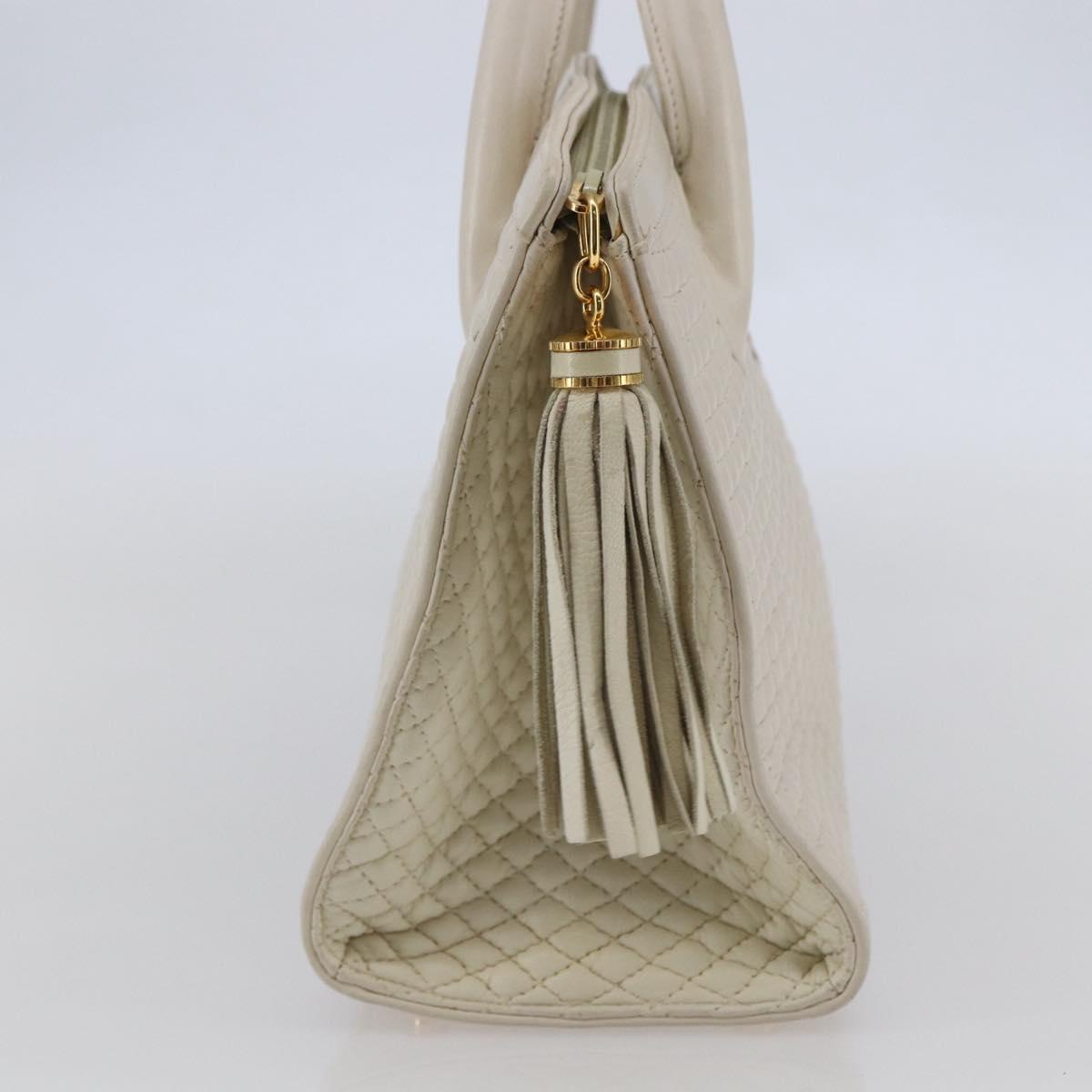 BALLY Hand Bag Leather White Auth BA6841