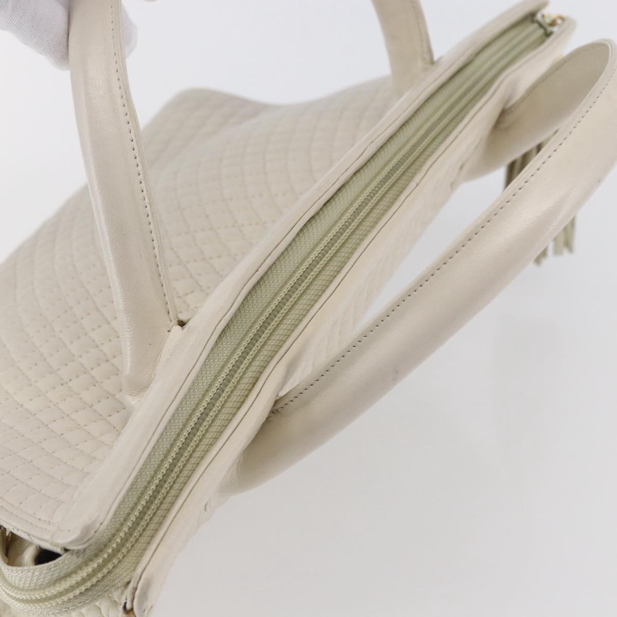 BALLY Hand Bag Leather White Auth BA6841