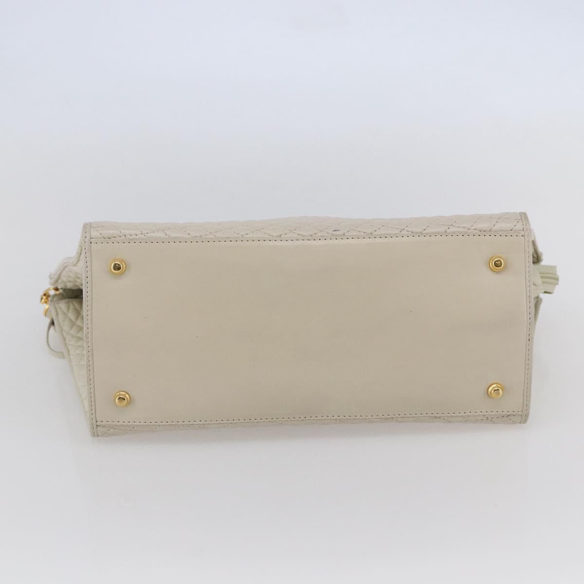 BALLY Hand Bag Leather White Auth BA6841