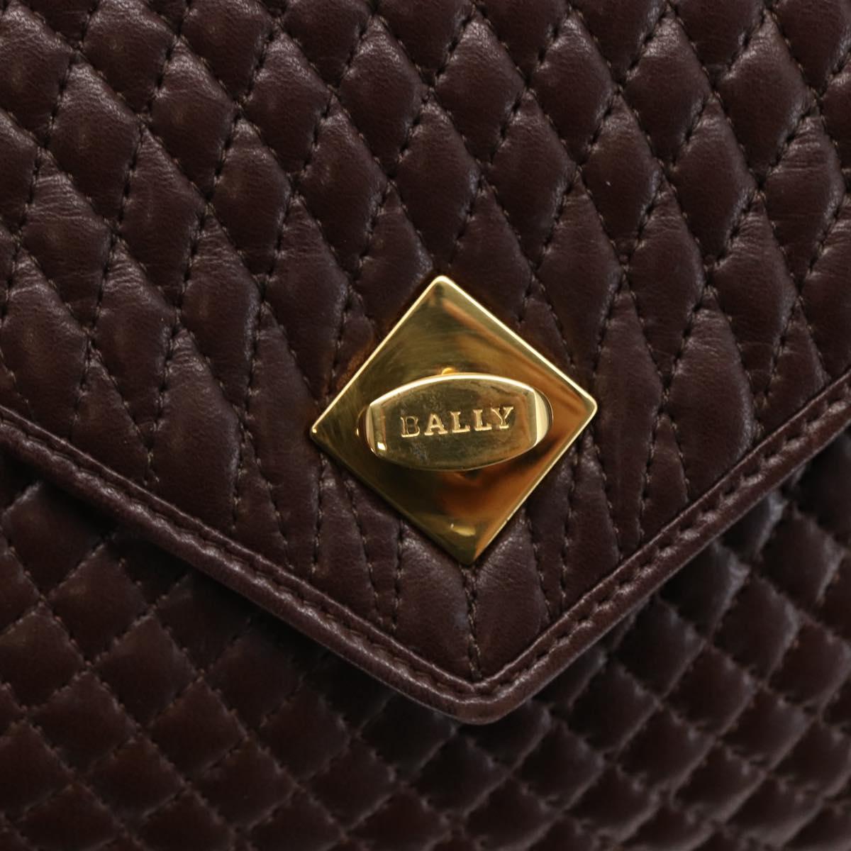 BALLY Hand Bag Leather Brown Auth BA6842