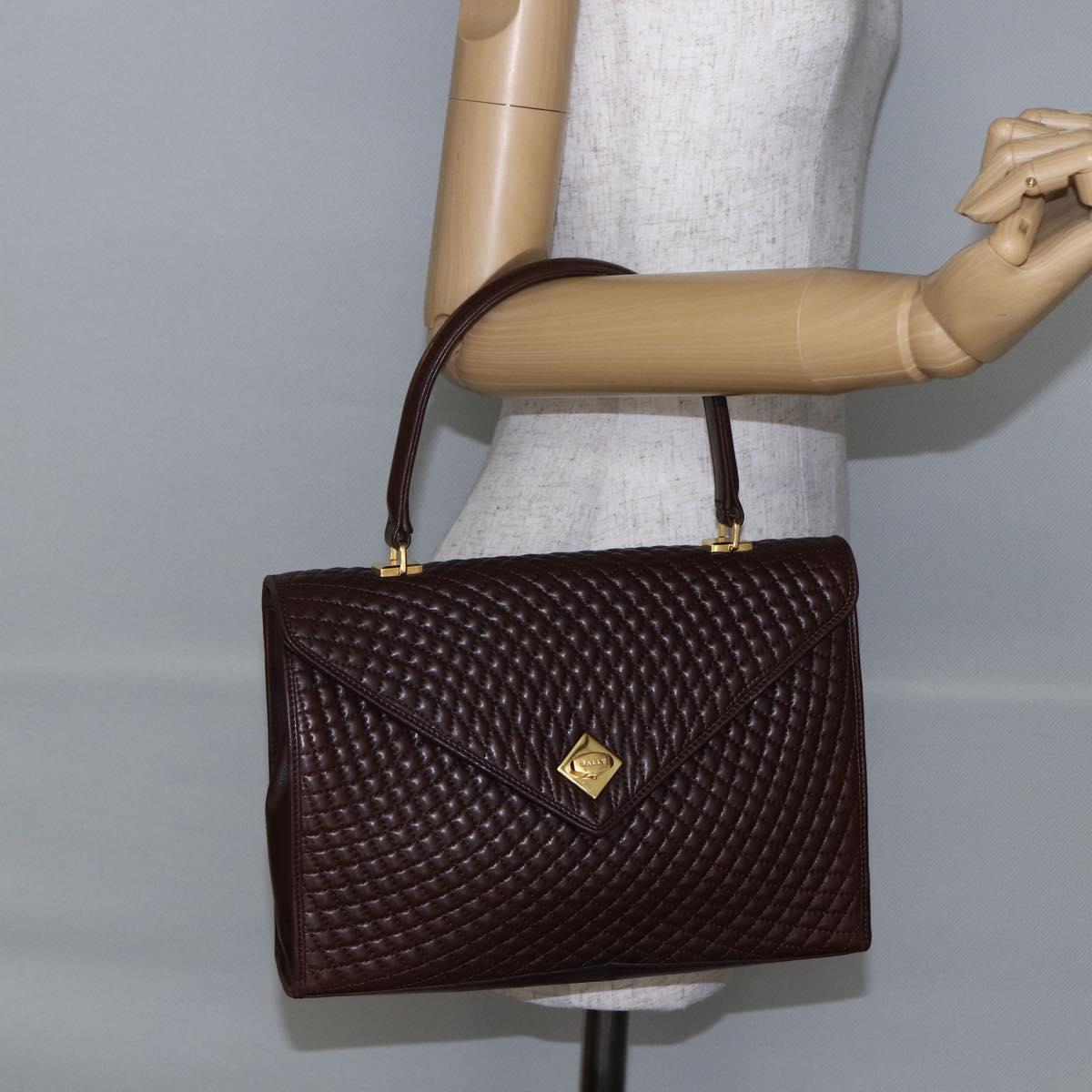 BALLY Hand Bag Leather Brown Auth BA6842