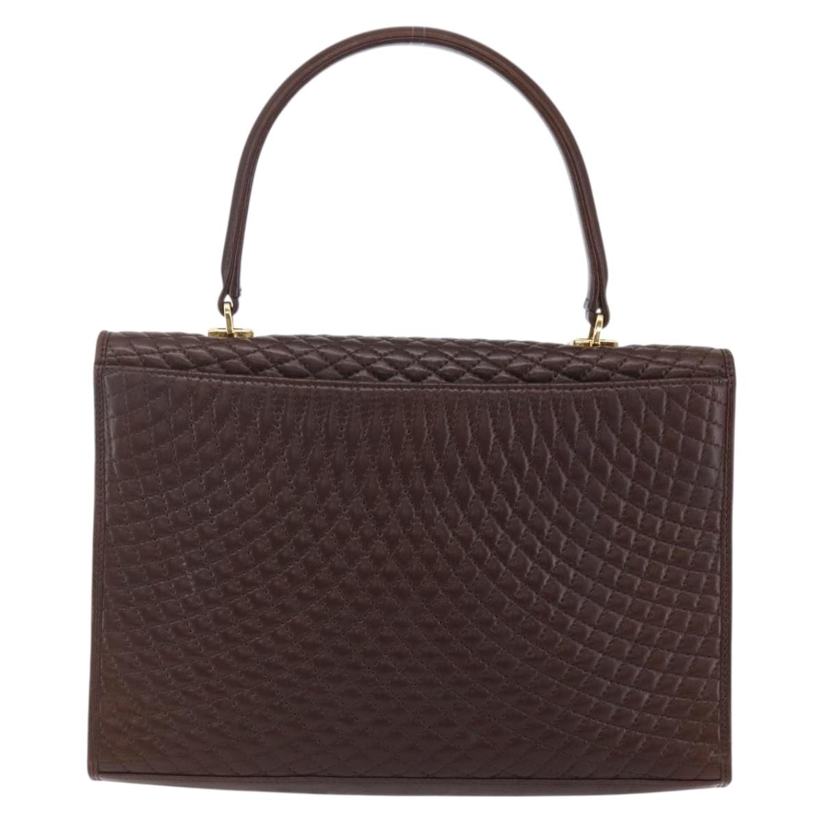 BALLY Hand Bag Leather Brown Auth BA6842