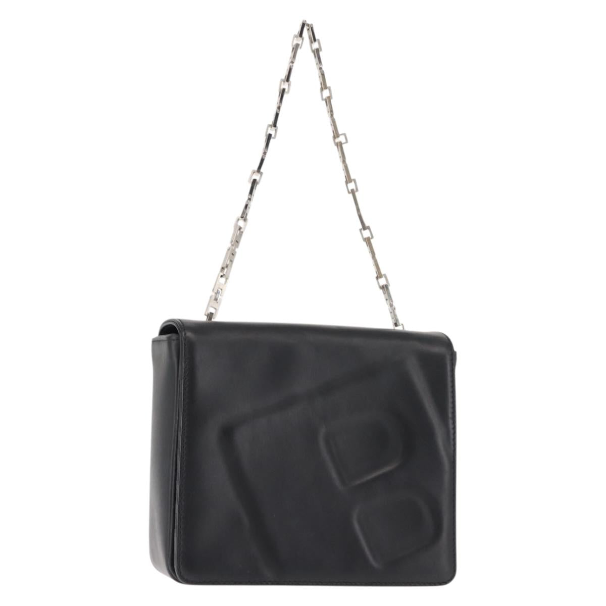 BALLY Chain Shoulder Bag Leather Black Auth BA6843