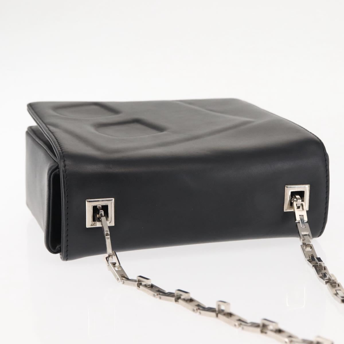 BALLY Chain Shoulder Bag Leather Black Auth BA6843
