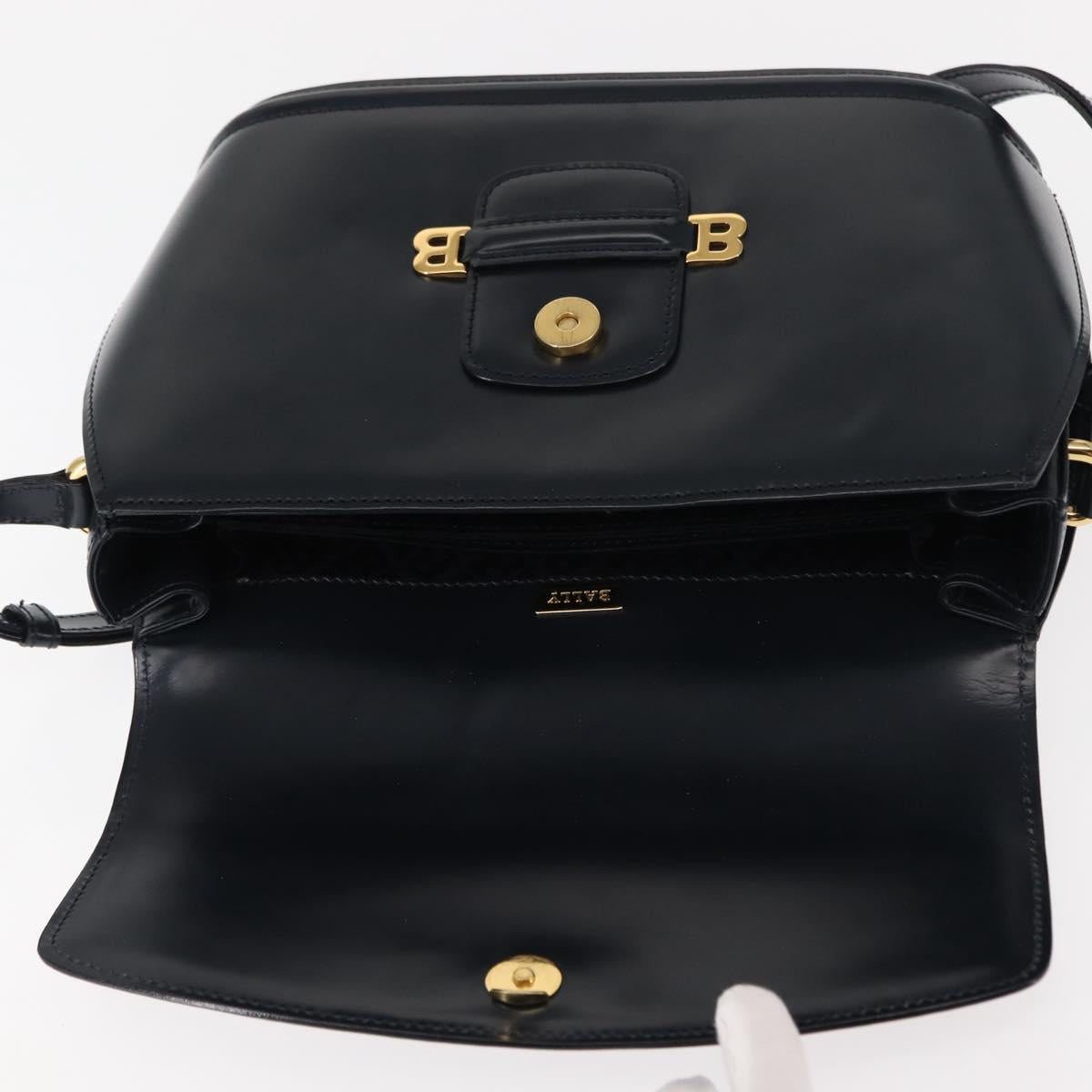 BALLY Shoulder Bag Leather Navy Auth BA6844