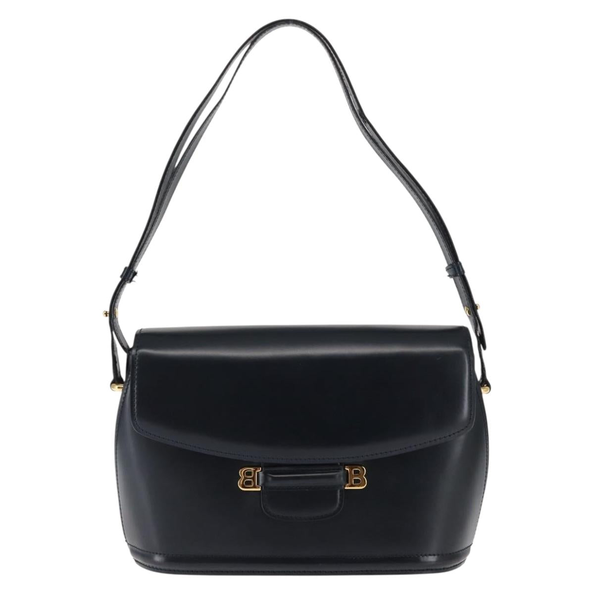 BALLY Shoulder Bag Leather Navy Auth BA6844