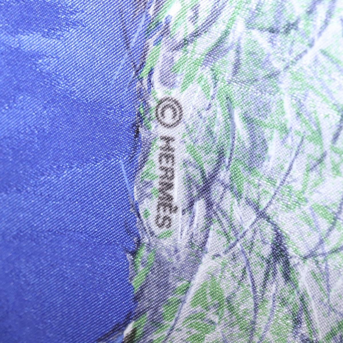 HERMES Carre 90 Scarf ""kenya"" Silk Blue Auth BA6850