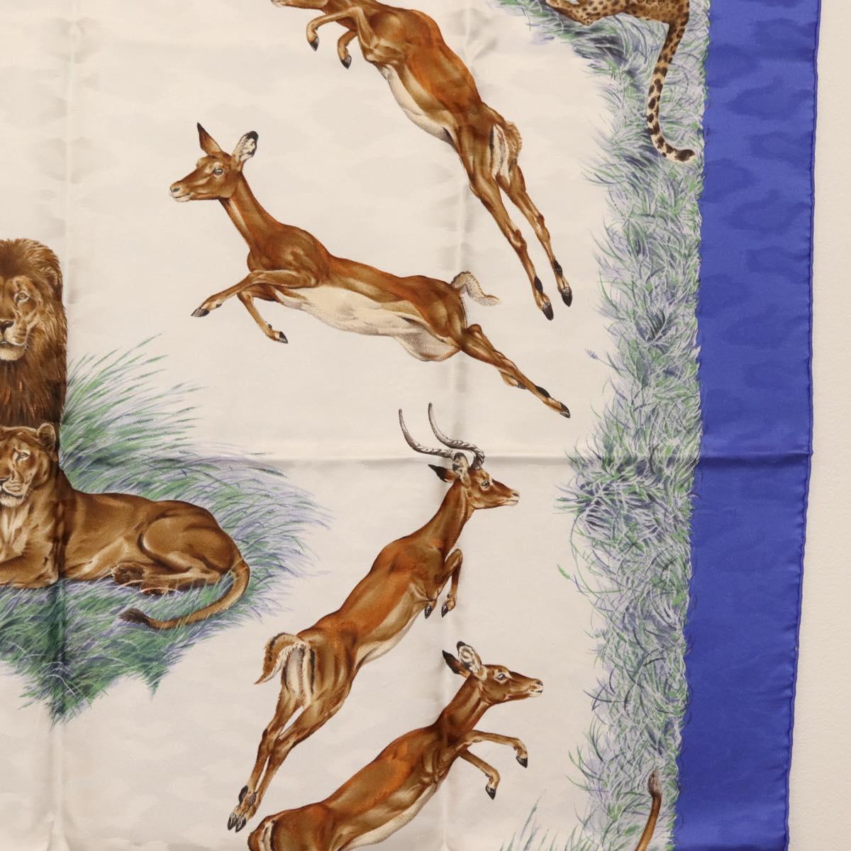 HERMES Carre 90 Scarf ""kenya"" Silk Blue Auth BA6850