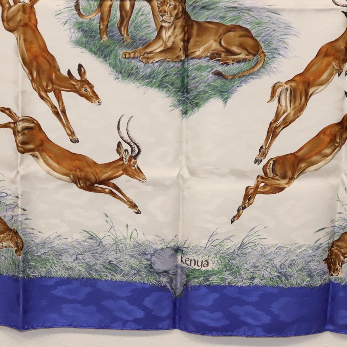 HERMES Carre 90 Scarf ""kenya"" Silk Blue Auth BA6850