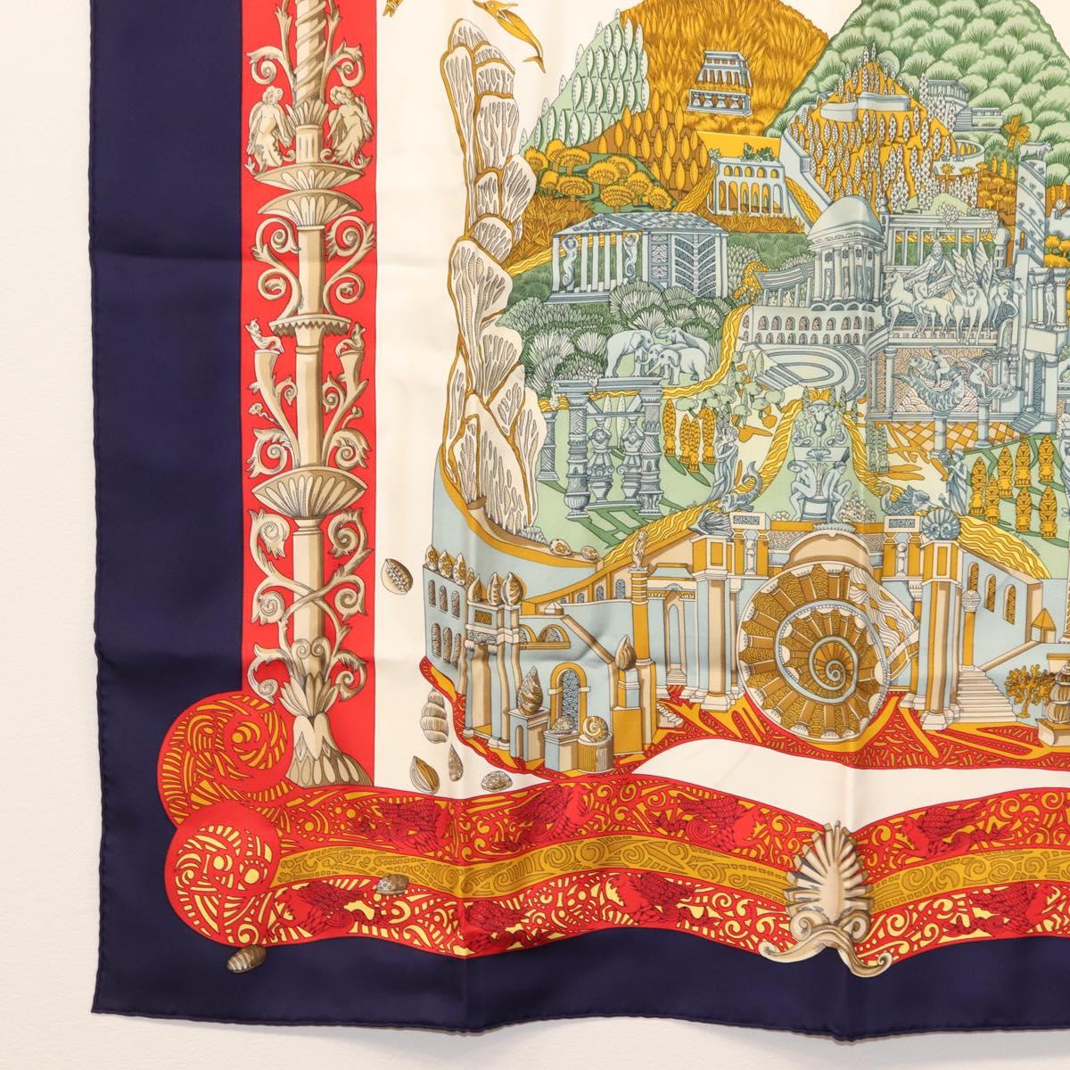 HERMES Carre 90 Scarf ""LATLANTIDE"" Silk Navy Auth BA6852