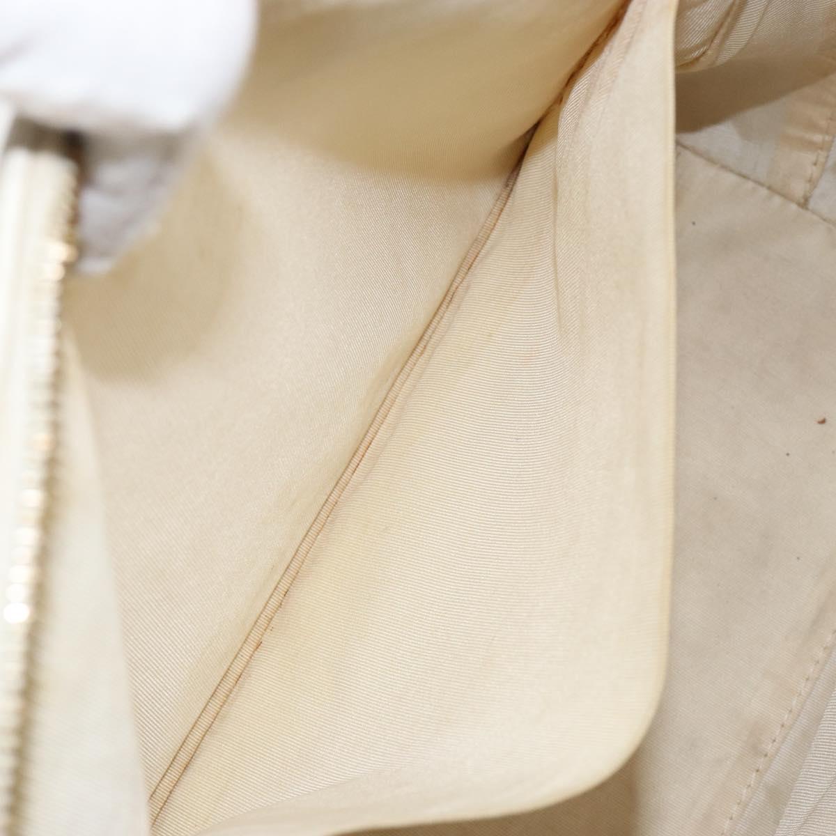 CHANEL Wild Stitch Hand Bag Leather White Gold CC Auth BA6858