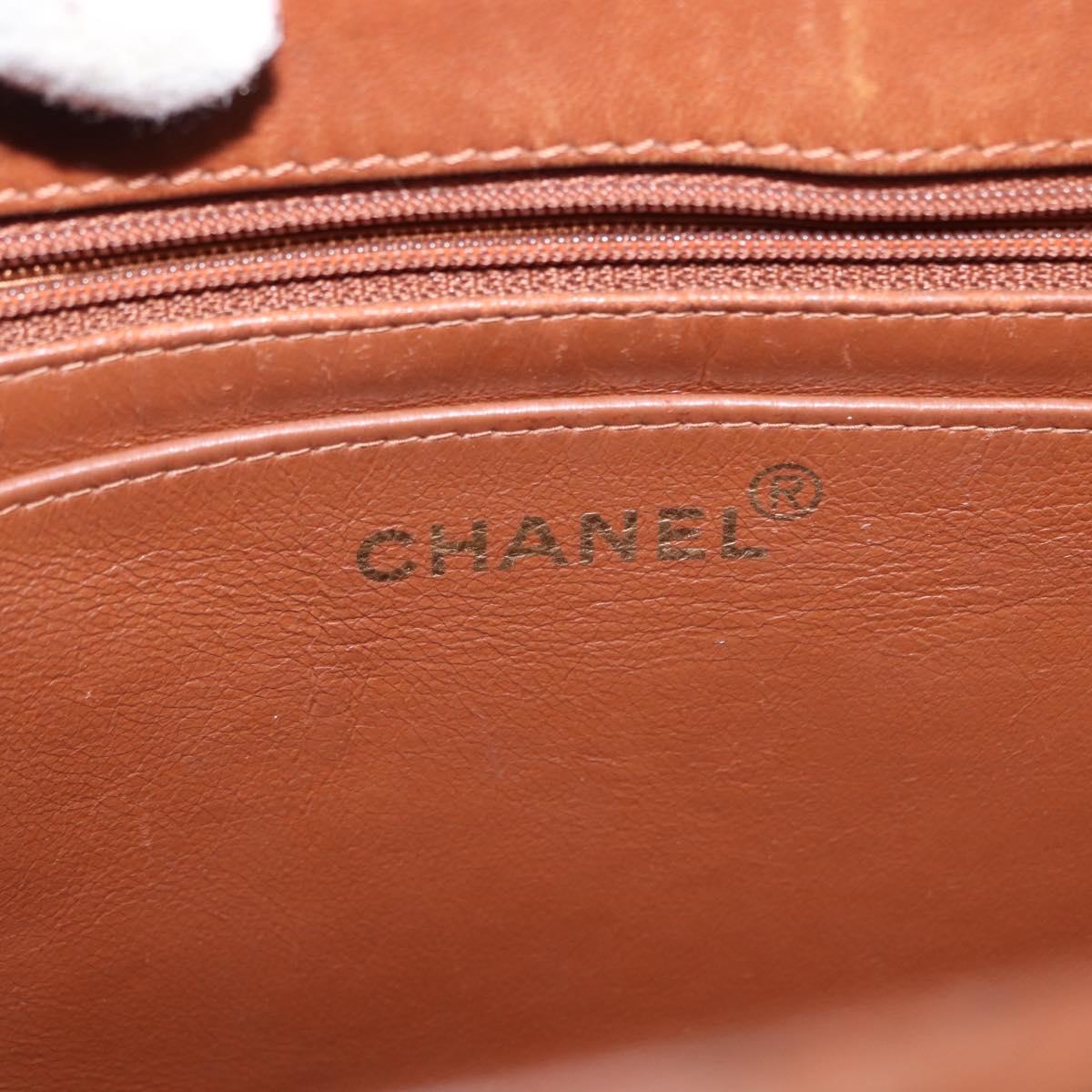 CHANEL Matelasse Chain Shoulder Bag Lamb Skin Brown Gold CC Auth BA6859