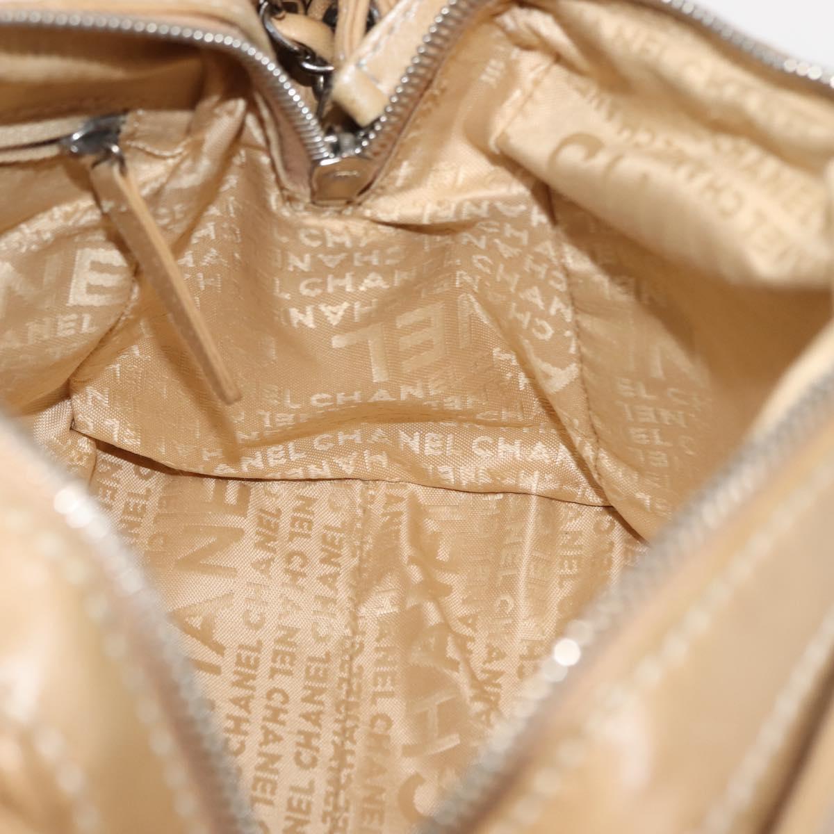 CHANEL Shoulder Bag Lamb Skin Beige CC Auth BA6860